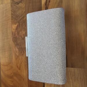 Silver Glitter Evening Clutch Handbag with chain